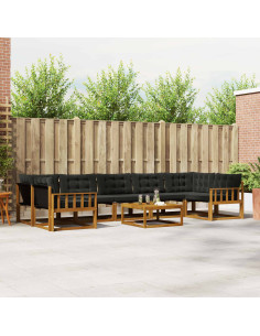 Set di divani con cuscino 8 pcs Naturale e Nero