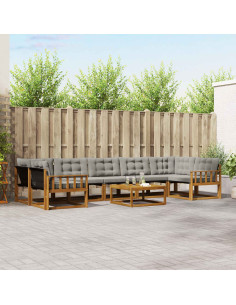 Set di divani con cuscino 8 pcs Grigio Naturale e Chiaro