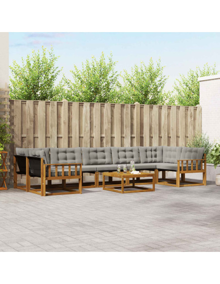 Set di divani con cuscino 8 pcs Grigio Naturale e Chiaro