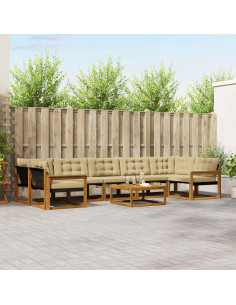 Set di divani con cuscino 8 pcs Naturale e Beige