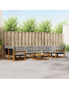 Set di divani con cuscino 8 pcs Grigio Naturale e Chiaro