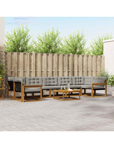 Set di divani con cuscino 8 pcs Grigio Naturale e Chiaro