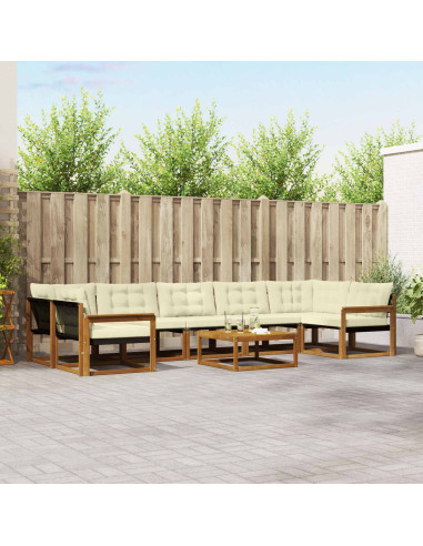 Set di divani con cuscino 8 pcs Naturale e Crema