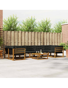 Set di divani con cuscino 8 pcs Naturale e Nero