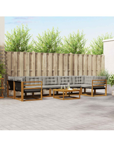 Set di divani con cuscino 8 pcs Grigio Naturale e Chiaro