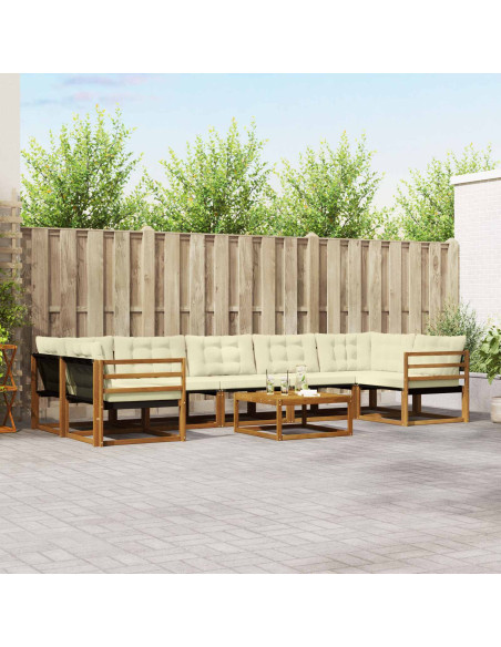 Set di divani con cuscino 8 pcs Naturale e Crema