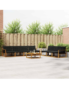 Set di divani con cuscino 8 pcs Naturale e Nero