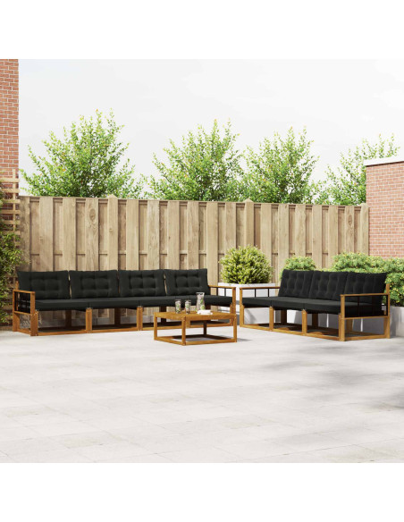 Set di divani con cuscino 8 pcs Naturale e Nero