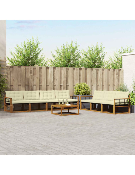 Set di divani con cuscino 8 pcs Naturale e Crema