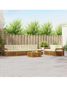 Set di divani con cuscino 7 pcs Naturale e Crema