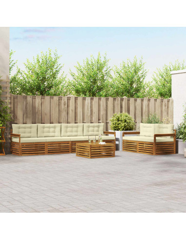 Set di divani con cuscino 7 pcs Naturale e Crema