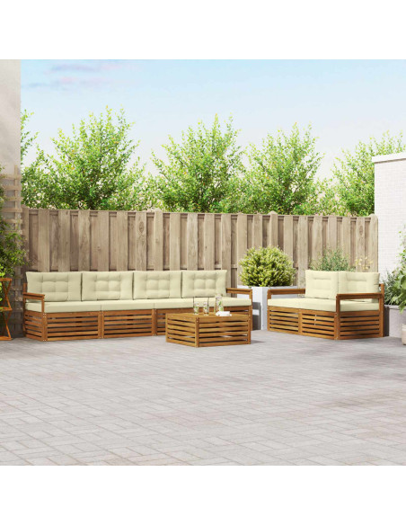 Set di divani con cuscino 7 pcs Naturale e Crema