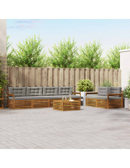 Set di divani con cuscino 7 pcs Grigio Naturale e Chiaro