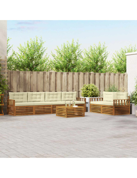 Set di divani con cuscino 7 pcs Naturale e Crema