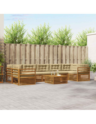 Set di divani con cuscino 8 pcs Naturale e Beige