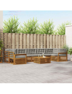 Set di divani con cuscino 24 pcs Grigio Naturale e Chiaro