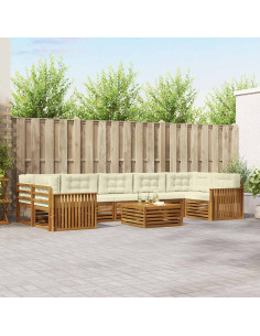 Set di divani con cuscino 8 pcs Naturale e Crema