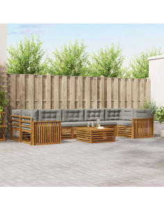 Set di divani con cuscino 24 pcs Grigio Naturale e Chiaro