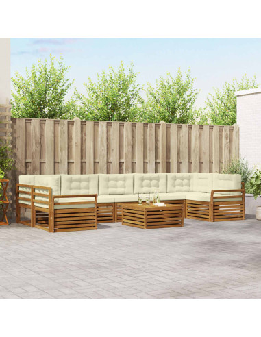 Set di divani con cuscino 8 pcs Naturale e Crema