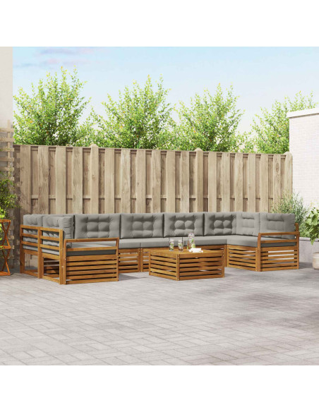 Set di divani con cuscino 24 pcs Grigio Naturale e Chiaro