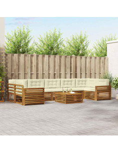 Set di divani con cuscino 8 pcs Naturale e Crema