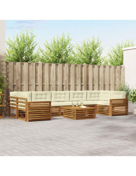 Set di divani con cuscino 8 pcs Naturale e Crema