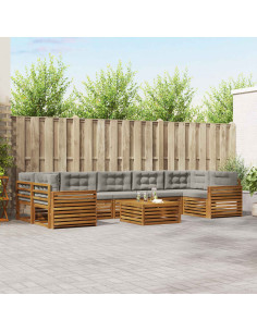 Set di divani con cuscino 24 pcs Grigio Naturale e Chiaro