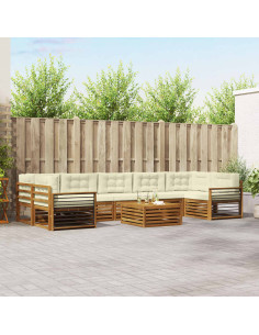 Set di divani con cuscino 8 pcs Naturale e Crema