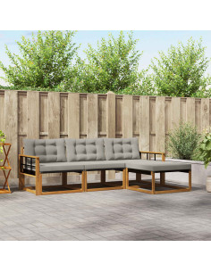 Set di divani con cuscino 4 pcs Grigio Naturale e Chiaro