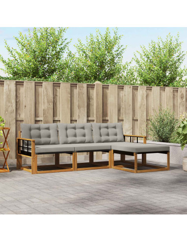Set di divani con cuscino 4 pcs Grigio Naturale e Chiaro