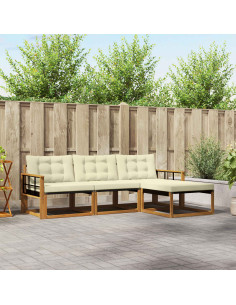 Set di divani con cuscino 4 pcs Naturale e Crema