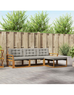 Set di divani con cuscino 4 pcs Grigio Naturale e Chiaro