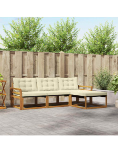 Set di divani con cuscino 4 pcs Naturale e Crema