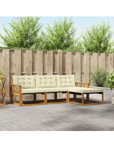 Set di divani con cuscino 4 pcs Naturale e Crema