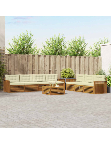 Set di divani con cuscino 8 pcs Naturale e Crema