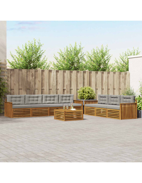 Set di divani con cuscino 8 pcs Grigio Naturale e Chiaro