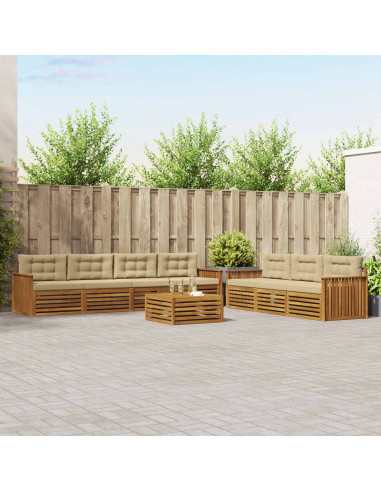 Set di divani con cuscino 8 pcs Naturale e Beige