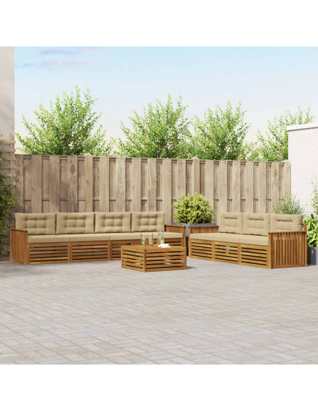 Set di divani con cuscino 8 pcs Naturale e Beige