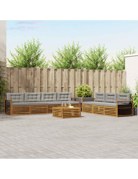 Set di divani con cuscino 8 pcs Grigio Naturale e Chiaro