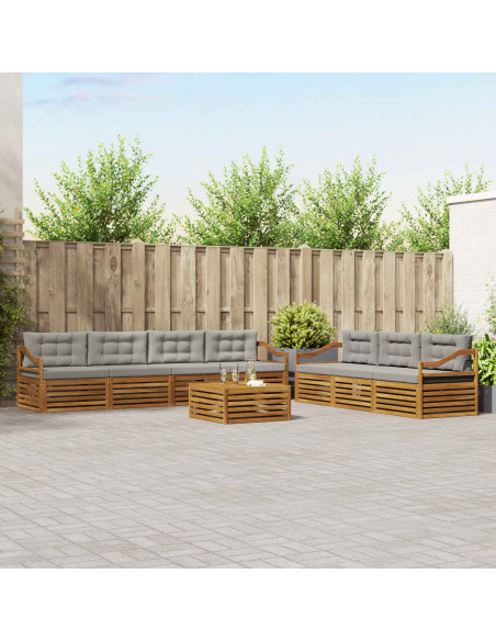 Set di divani con cuscino 8 pcs Grigio Naturale e Chiaro