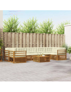 Set di divani con cuscino 8 pcs Naturale e Crema