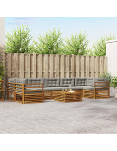 Set di divani con cuscino 24 pcs Grigio Naturale e Chiaro