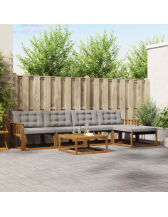 Set di divani con cuscino 6 pcs Grigio Naturale e Chiaro