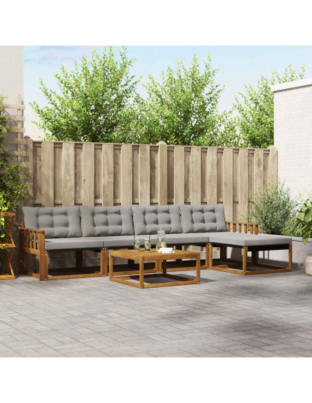 Set di divani con cuscino 6 pcs Grigio Naturale e Chiaro