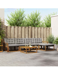 Set di divani con cuscino 6 pcs Grigio Naturale e Chiaro