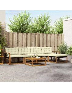 Set di divani con cuscino 6 pcs Naturale e Crema