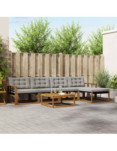 Set di divani con cuscino 6 pcs Grigio Naturale e Chiaro