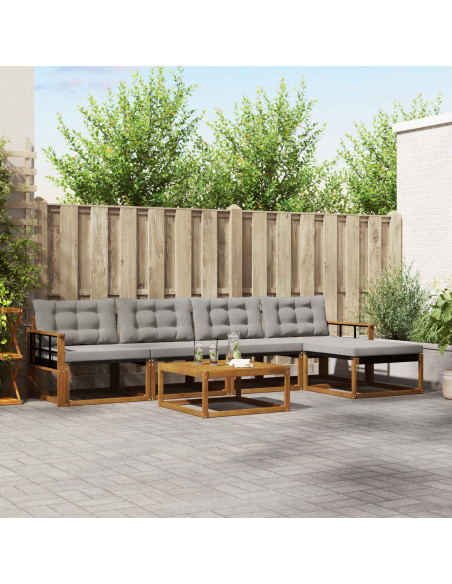 Set di divani con cuscino 6 pcs Grigio Naturale e Chiaro