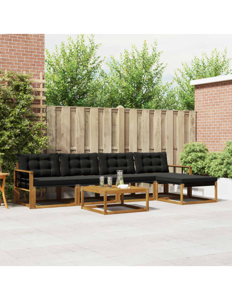 Set di divani con cuscino 6 pcs Naturale e Nero