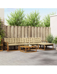 Set di divani con cuscino 6 pcs Naturale e Beige 2